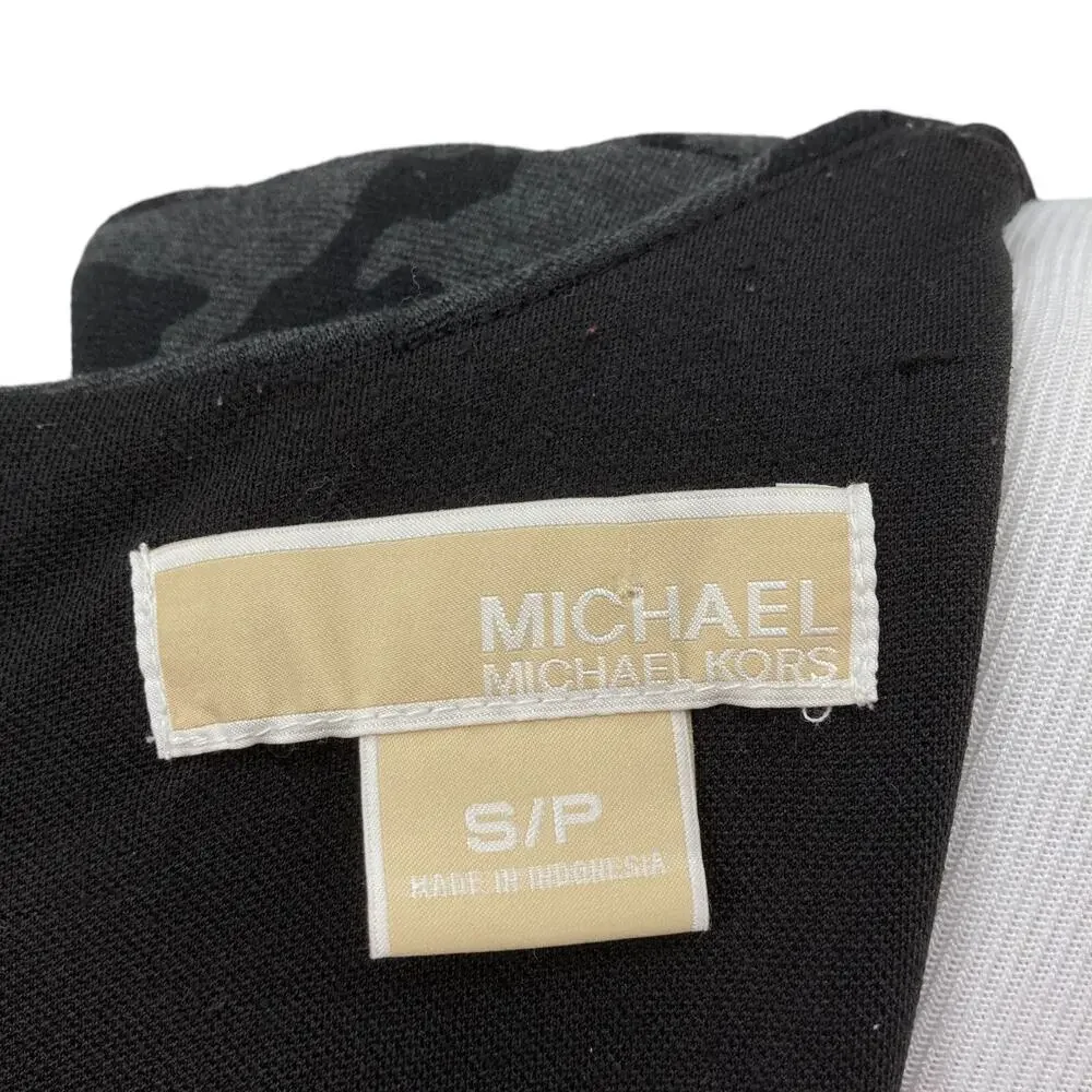 Michael Kors Black Gray Camouflage Sheath Dress Small Womens Sleeveless Back Zip
